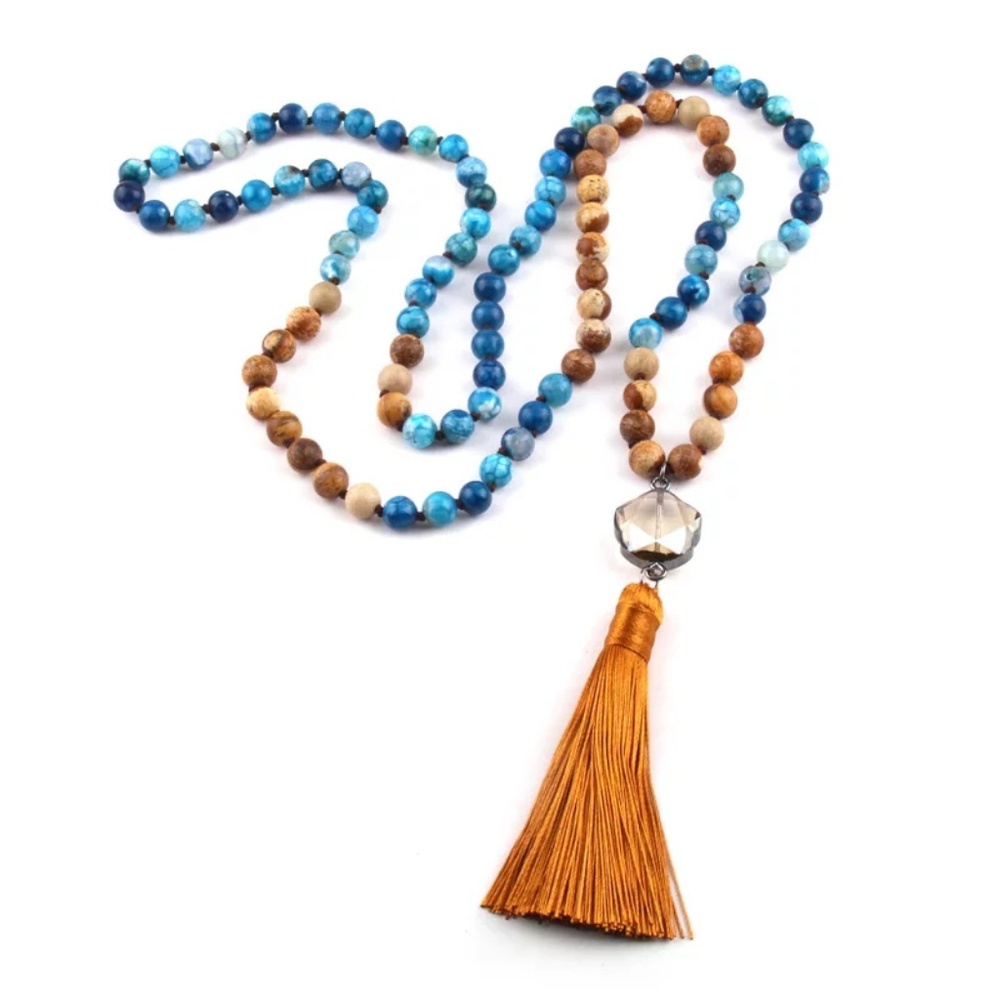 ❤ Natural stone Mala Bead charm Pendant Necklace ❤
